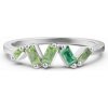 Zlatý dámsky prsteň DF 6175 z bieleho zlata, zelené zafíry 59