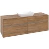 VILLEROY & BOCH Collaro závesná skrinka pod umývadlo na dosku (umývadlo v strede), 4 zásuvky, s LED osvetlením, 1600 x 500 x 548 mm, Oak Kansas, C120B0RH