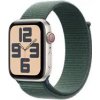 Apple Watch SE (2024) GPS + Cellular 44mm Hviezdne biele hliníkové telo - Jazerne zelený prevliekací remienok