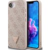 Guess PU 4G Strass trojuholníkové kovové logo kryt pre iPhone 16e ružový (GUHCPSE4P4TDPP)