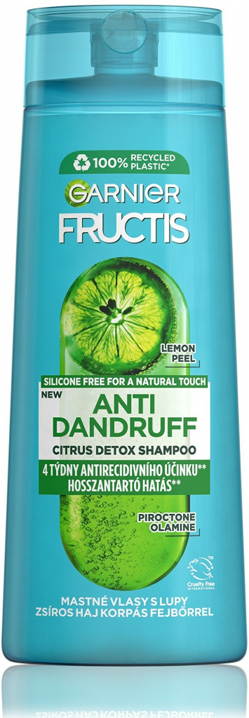 Garnier Fructis Antidandruff Citrus Detox shampoo Šampón pre mastné vlasy s lupinami 250 ml