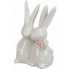 Dommio Pár porcelánových zajačikov s kvietkom 12 cm