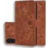 Peňaženkové kožené puzdro Mandala Embossed na Galaxy A55 5G - Hnedá