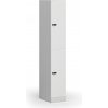 Šatníková skrinka S1 s úložnými boxmi, 2 boxy, 1850 x 300 x 500 mm, mechanický kódový zámok, laminované dvere, biela