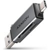 AXAGON CRE-DAC, USB-C + USB-A, 5 Gbps - MINI čtečka karet, 2-slot & lun SD/microSD, podpora UHS-I