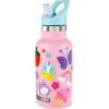 SKIP HOP Fľaša s nálepkami so slamkovým náustkom nerezová ružová 380 ml, 4r+