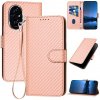 Peňaženkové kožené puzdro YX0070 Carbon na Honor 200 Pro 5G - Ružová