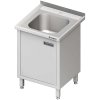 Stůl s jednokomorovým dřezem, křídlové dveře 600x700x850 mm | STALGAST, 980717060 inox