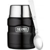 Thermos Style Termoska na jedlo so skladacou lyžicou a šálkou - matne čierna, 470 ml
