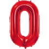 PartyDeco Fóliový balón číslo 0, 86cm červený