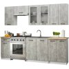 Kuchynská linka OLIVIA V720 2.4 m s vitrínou betón
