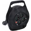 ABCtech Solight PB21B prodlužovací přívod na bubnu, 4 zásuvky, 10m, černý kabel, 3x 1,0mm2