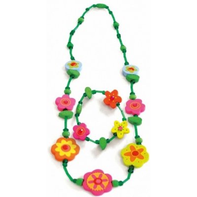 Súprava náhrdelník a náramok Zelený s kvetinami