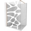 MEXEN/S - Kioto Sprchová zástena Walk-in 100 x 200, biely vzor 8 mm, meď kartáčovaná 800-100-101-65-97