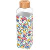 QUOKKA Storm, Sklenená fľaša so silikónovým povrchom DITSY FLORAL, 700ml, 40026