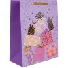 Darčeková taška s darčekovým vzorom, fialová - 18 x 23 cm