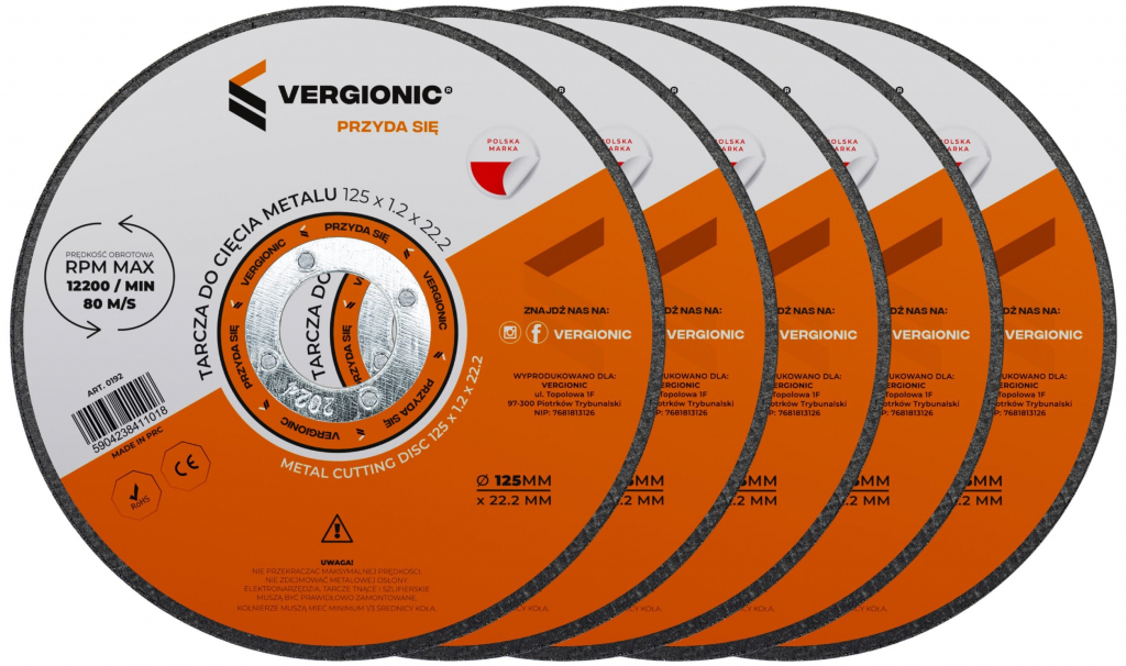 Vergionic 0192 Rezný kotúč na kov 125 mm, 5 ks