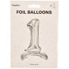 PartyDeco Samostojací fóliový balón 1 strieborný 70 cm