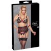 Cottelli Bondage komplet čipkový 3-dielny čierny 2XL