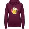 AWDis Hoodie Mikina - Dizajn - Smrtka v Pive - Purpurovočervená - XL - Dámske