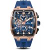 Zlaté pánske hodinky Ralph Christian s gumovým pásikom The Polaris Chrono - Rose Gold / Royal Blue 42,5MM