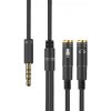 AppleKing redukcia / audio prepájací kábel na slúchadlá a mikrofón jack 3,5 mm na 2× jack 3,5 mm - čierny - možnosť vrátiť tovar ZADARMO do 30tich dní