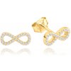 MINET JMAS0187GE00 - Pozlátené strieborné náušnice INFINITY s bielymi zirkónmi
