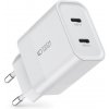 Tech-Protect C20W sieťová nabíjačka 2x USB-C 20W PD, biela