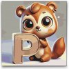 Vymalujsisam.sk Maľovanie podľa čísiel - Písmeno P – So zvieratkom Veľkosť: 50x50cm, Rám: Okrúhly rám