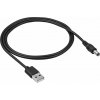 Akyga AK-DC-01 USB-A - 5.5 x 2.1 mm, 0,8m, černý