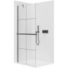 CERANO - Sprchová zástena Walk-in Onyx YL/P - 8 mm + polička/držiak na uteráky - čierna matná, industriálne sklo - 120x200 cm