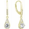 Pozlátené strieborné náušnice visiace so zirkónom biela slza 11305.1 Au plating