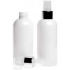 Plastová fľaša biela, priehľadný rozprašovač, strieborná lesklá obruč, 300 ml