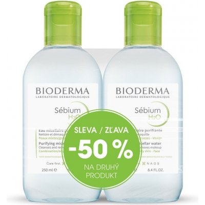 Bioderma Sébium H2O Festival micelárna pleťová voda na mastnú a zmiešanú pleť 2 x 250 ml darčeková sada