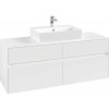VILLEROY & BOCH Collaro závesná skrinka pod umývadlo na dosku (umývadlo v strede), 4 zásuvky, s LED osvetlením, 1400 x 500 x 548 mm, White Matt, C131B0MS