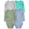 CARTER'S Body dlhý rukáv Blue/Gray Animal chlapec 4ks 9m/ veľ. 74