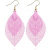 Trendové náušnice s motívom listov - ružové
