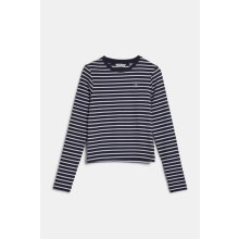 Gant Shield Slim Ribbed Striped Top modrá
