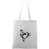 Husľový kľúč srdce - Taška bavlnená - 42 x 38 cm ( Biela )
