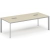 Rokovací stôl PRIMO INVITATION, 240x120 cm, breza + 2x stolná zásuvka TYP VI, strieborná