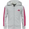 Detská mikina adidas, J 3 STRIPES FL FZ HD Sivá,Červená 164