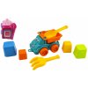 Teddies Sada na piesok 6ks plast auto na voľný chod s doplnkami 2 farby v sieťke 16x13x21cm 12m+