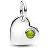 Prívesok PANDORA Gravírovateľné srdce s jarne zeleným krištáľom 794295C08