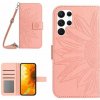 Peňaženkové kožené puzdro Sun Flower na Samsung Galaxy S24 Ultra 5G - Ružová