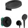Hansgrohe Sprchový set s batériou pod omietku, s telesom, priemer 36 cm, 3 prúdy, matná čierna SANI21HHH408-HG