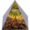 Nefertitis Orgonit pyramída s tigriím okom Strom života z olivínu NF43185 - 6 x 6 x 6,6 cm