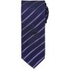 Premier Workwear Pásikavá kravata Sports Stripe - Tmavomodrá / fialová