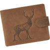 Hnedá brúsená kožená peňaženka so zapínaním L1173 jeleň