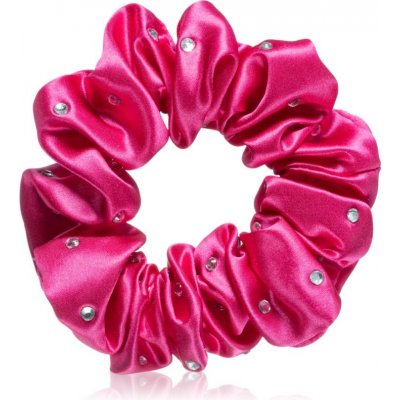 Crystallove Crystalized Silk Scrunchie hodvábna gumička do vlasov farba Hot Pink 1 ks