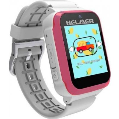 HELMER dětské chytré hodinky KW 801/ 1.54" TFT/ dotykový display/ foto/ video/ 6 her/ micro SD/ čeština/ růžovo-bílé (Helmer KW 801 P)